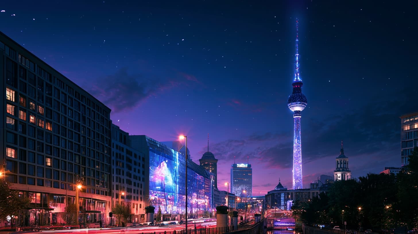Berliner Fernsehturm bei Nacht